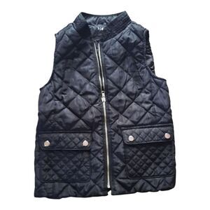 Kidpik Black Quilted Vest with Stand-Up Collar